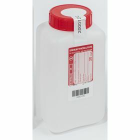 Fles 1000ml HD PE met Na-thiosulfaat 20mg/l, steriel, verzegelbaar label, leakproof schroefstop met inlage