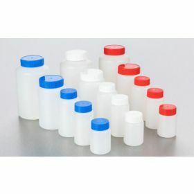 Fles vierkant HDPE 500ml, blauwe schroefstop en indrukstop