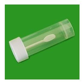 faecespot 25ml PP conisch  25x80mm - witte schroefdop - met lepeltje