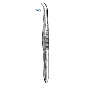 Pincet gebogen(rond) 110mm inox scherpe punt fijn