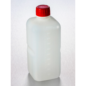 Fles vierkant 1 L HDPE niet-gemonteerd, H 182 mm, D 20 mm, verzegelbaar