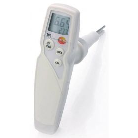 Testo 205 pH/temperatuurmeter met insteeksonde, 60°C/14pH
