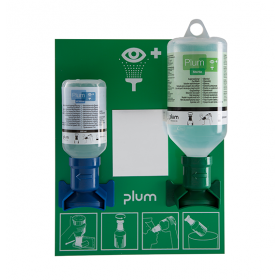 Plum Combi-Oogspoelstation met 200ml pH-neutraal en 500ml Plum eye wash
