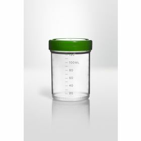 Staalpot 125ml - PP - steriel - groene schroefstop  