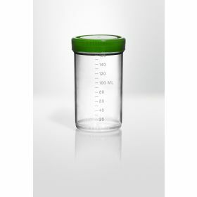 Staalpot 170ml - PP - steriel - groene schroefstop