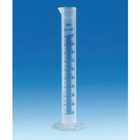 Maatcilinder (B) 500 mL - PP - hoog - blauwe graduatie