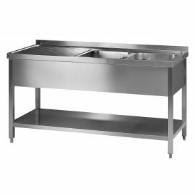 tafel inox met 2 spoelbakken L150XD60XH90cm