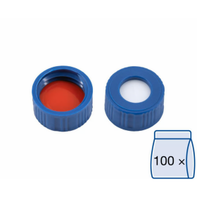 Screw cap N 9 PP, blauw, silicone/PTFE + opening