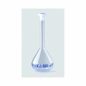 Maatkolven ISOLAB borosilicaatglas 3.3,  klasse A, met PE-stop en blauwe graduatie