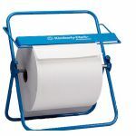 Muur-/tafeldispenser, blauw metaal, voor brede rollen